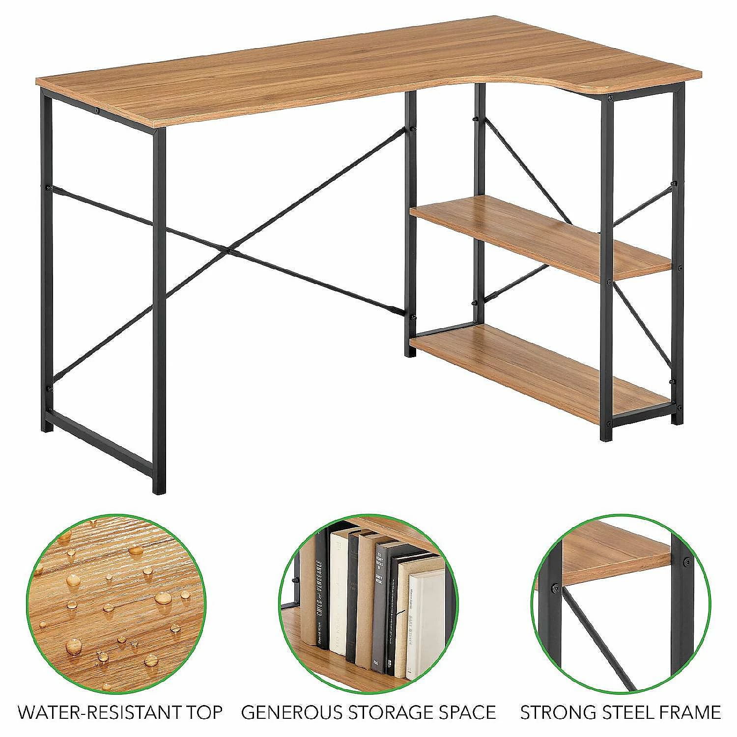 Best reviews of ๐ MDesign L-Shape Home Office Corner Desk with Shelves, Black Metal Frame/Wood Top ๐ 5 Best reviews of ๐ MDesign L-Shape Home Office Corner Desk with Shelves, Black Metal Frame/Wood Top ๐ - Image 3