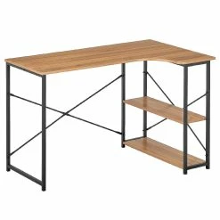 Best reviews of ๐ MDesign L-Shape Home Office Corner Desk with Shelves, Black Metal Frame/Wood Top ๐