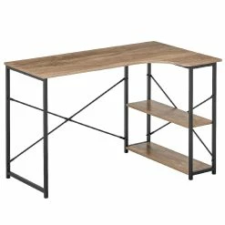 Best reviews of ๐ MDesign L-Shape Home Office Corner Desk with Shelves, Black Metal Frame/Wood Top โ๏ธ