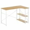 Best Pirce 🧨 MDesign L-Shape Home Office Corner Desk with Shelves, White Metal Frame/Wood Top 😉 -BTSE Shop mdesign l shape home office corner desk with shelves white metal frame wood top14238244NOWA