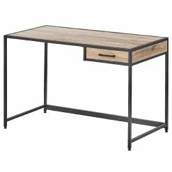 New ๐ MDesign Metal & Wood Home Office Desk with Right Drawer - Black Frame/Gray Wash โจ
