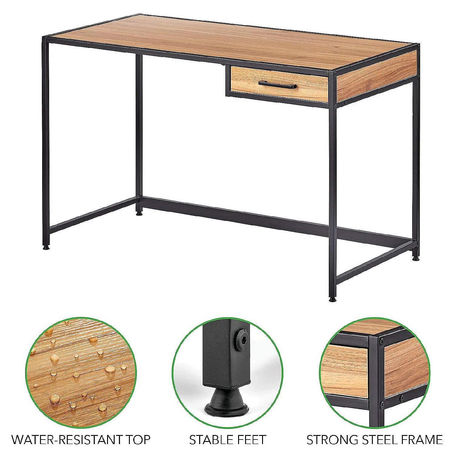 Top 10 😉 MDesign Metal & Wood Home Office Desk with Right Drawer - Black Frame/Wood Top ✔️ 5 Top 10 😉 MDesign Metal & Wood Home Office Desk with Right Drawer - Black Frame/Wood Top ✔️ - Image 3