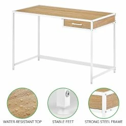 Brand new ❤️ MDesign Metal & Wood Home Office Desk with Right Drawer - White Frame/Wood Top 🌟 7 Brand new ❤️ MDesign Metal & Wood Home Office Desk with Right Drawer - White Frame/Wood Top 🌟 -BTSE Shop mdesign metal and wood home office desk with right drawer white frame wood top14238249 a03NOWA