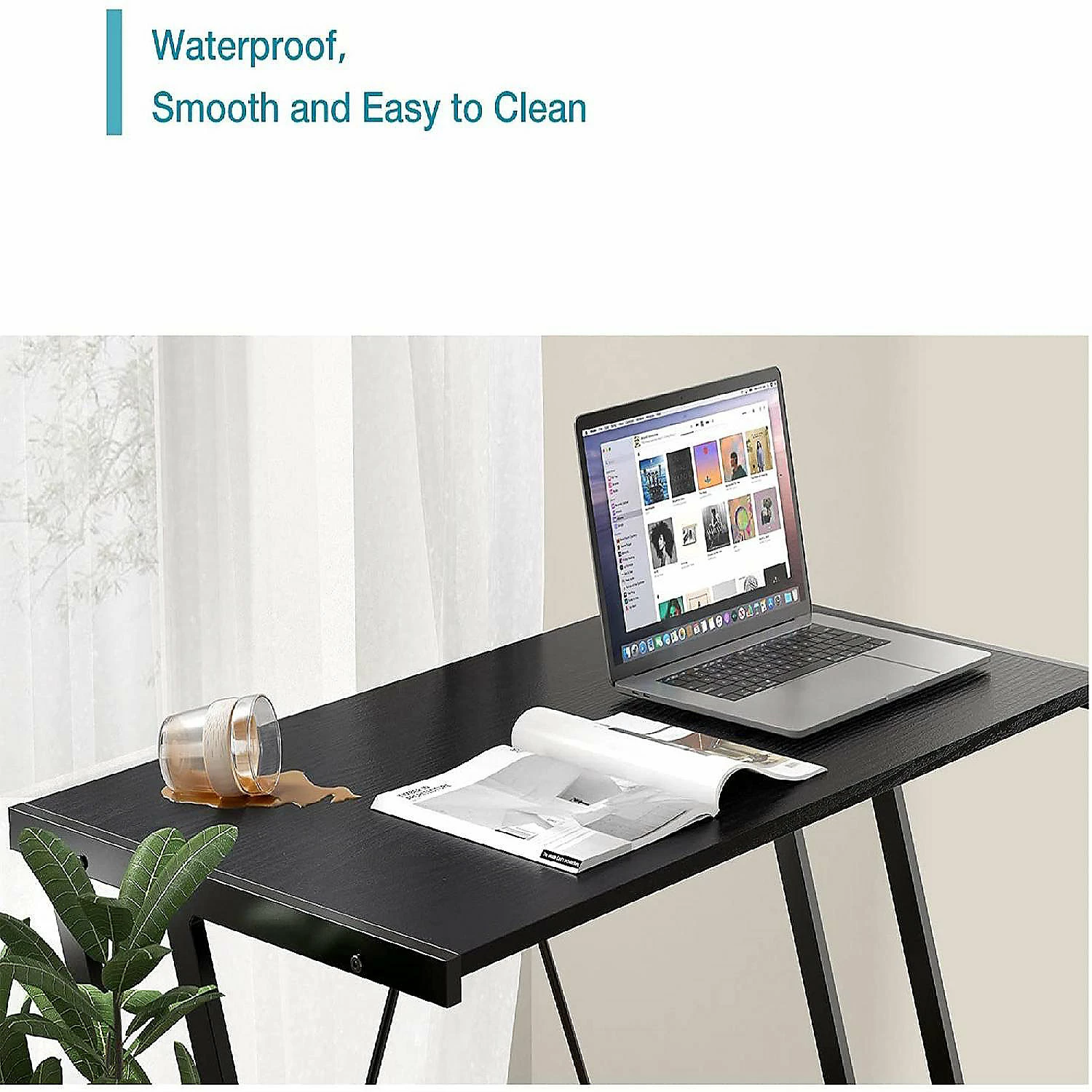 Promo 🌟 Mehoom Metal Modern Computer Study Desk for Home Office, Table, Black, 35.4 🥰 5 Promo 🌟 Mehoom Metal Modern Computer Study Desk for Home Office, Table, Black, 35.4 🥰 - Image 3