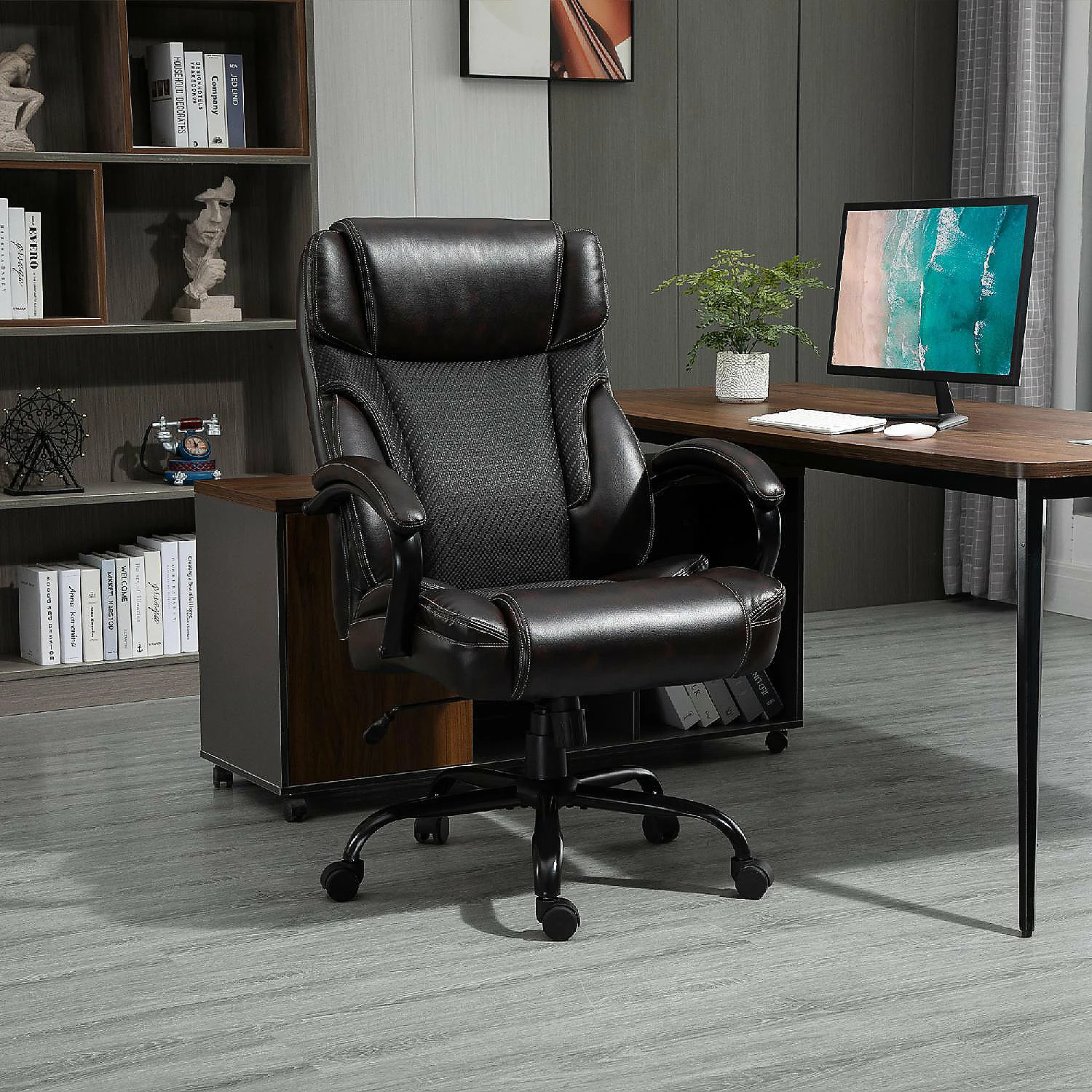 Best deal ๐ Vinsetto 484LBS Big and Tall Ergonomic Executive Office Chair with Wide Seat High Back Adjustable Computer Task Chair Swivel PU Leather Brown ๐ฏ 5 Best deal ๐ Vinsetto 484LBS Big and Tall Ergonomic Executive Office Chair with Wide Seat High Back Adjustable Computer Task Chair Swivel PU Leather Brown ๐ฏ - Image 3