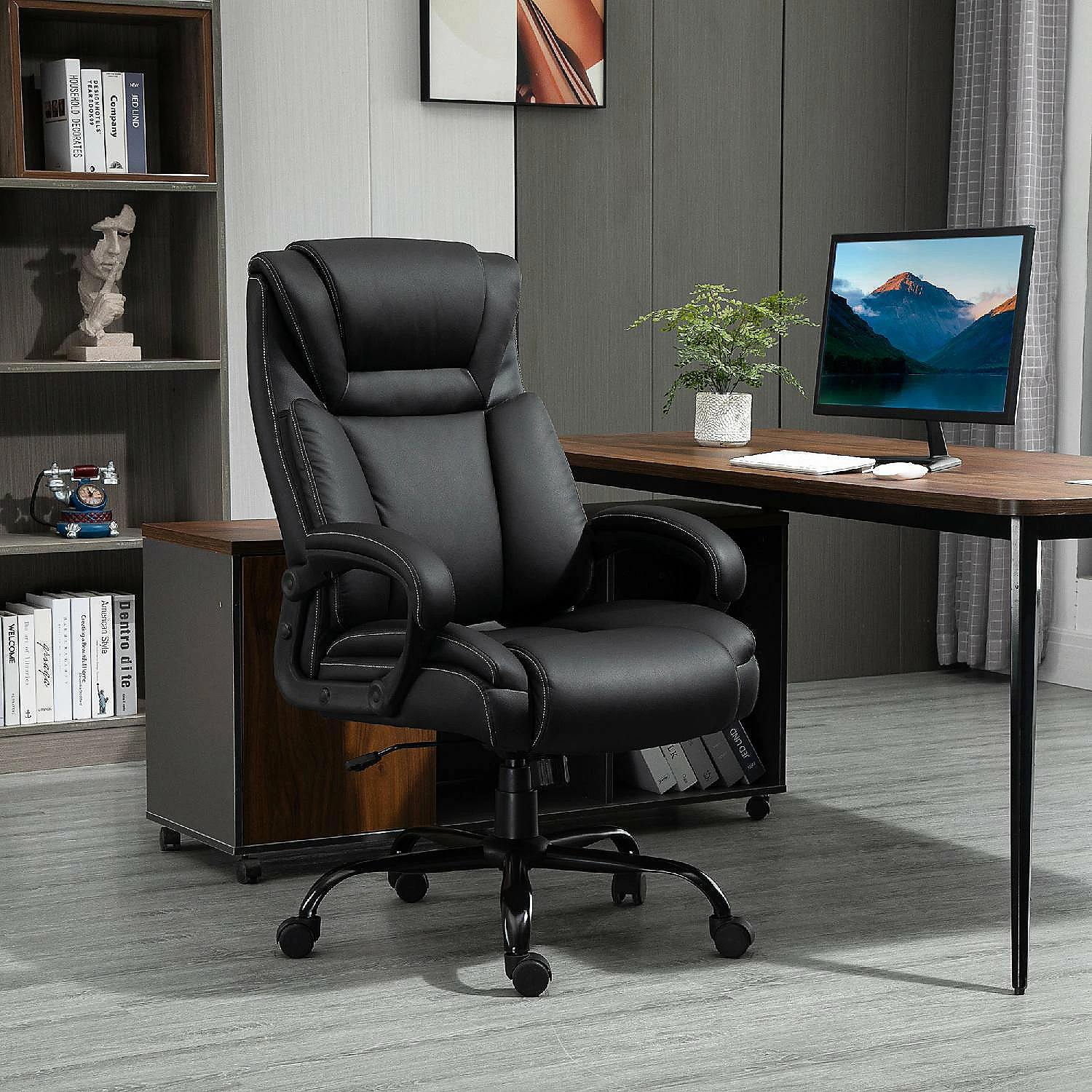 Best Pirce โ๏ธ Vinsetto Big and Tall 400lbs Executive Office Chair with Wide Seat Computer Desk Chair with High Back PU Leather Ergonomic Upholstery Adjustable Height and Swivel Wheels Black ๐ 4 Best Pirce โ๏ธ Vinsetto Big and Tall 400lbs Executive Office Chair with Wide Seat Computer Desk Chair with High Back PU Leather Ergonomic Upholstery Adjustable Height and Swivel Wheels Black ๐ - Image 2