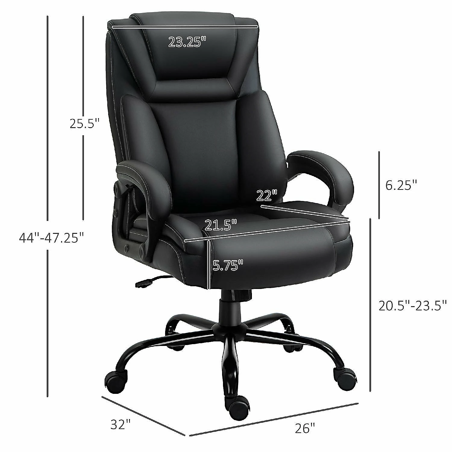 Best Pirce โ๏ธ Vinsetto Big and Tall 400lbs Executive Office Chair with Wide Seat Computer Desk Chair with High Back PU Leather Ergonomic Upholstery Adjustable Height and Swivel Wheels Black ๐ 6 Best Pirce โ๏ธ Vinsetto Big and Tall 400lbs Executive Office Chair with Wide Seat Computer Desk Chair with High Back PU Leather Ergonomic Upholstery Adjustable Height and Swivel Wheels Black ๐ - Image 4