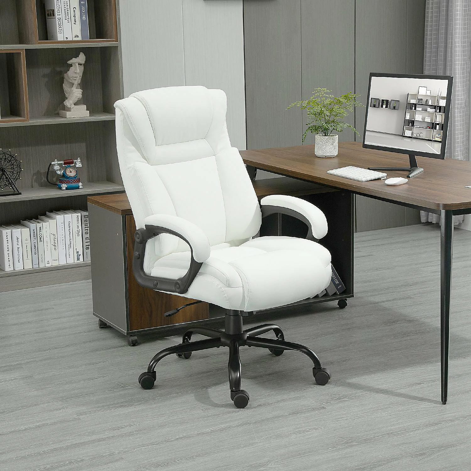 Flash Sale ๐ Vinsetto Big and Tall 400lbs Executive Office Chair with Wide Seat Computer Desk Chair with High Back PU Leather Ergonomic Upholstery Adjustable Height and Swivel Wheels White ๐ 6 Flash Sale ๐ Vinsetto Big and Tall 400lbs Executive Office Chair with Wide Seat Computer Desk Chair with High Back PU Leather Ergonomic Upholstery Adjustable Height and Swivel Wheels White ๐ - Image 4