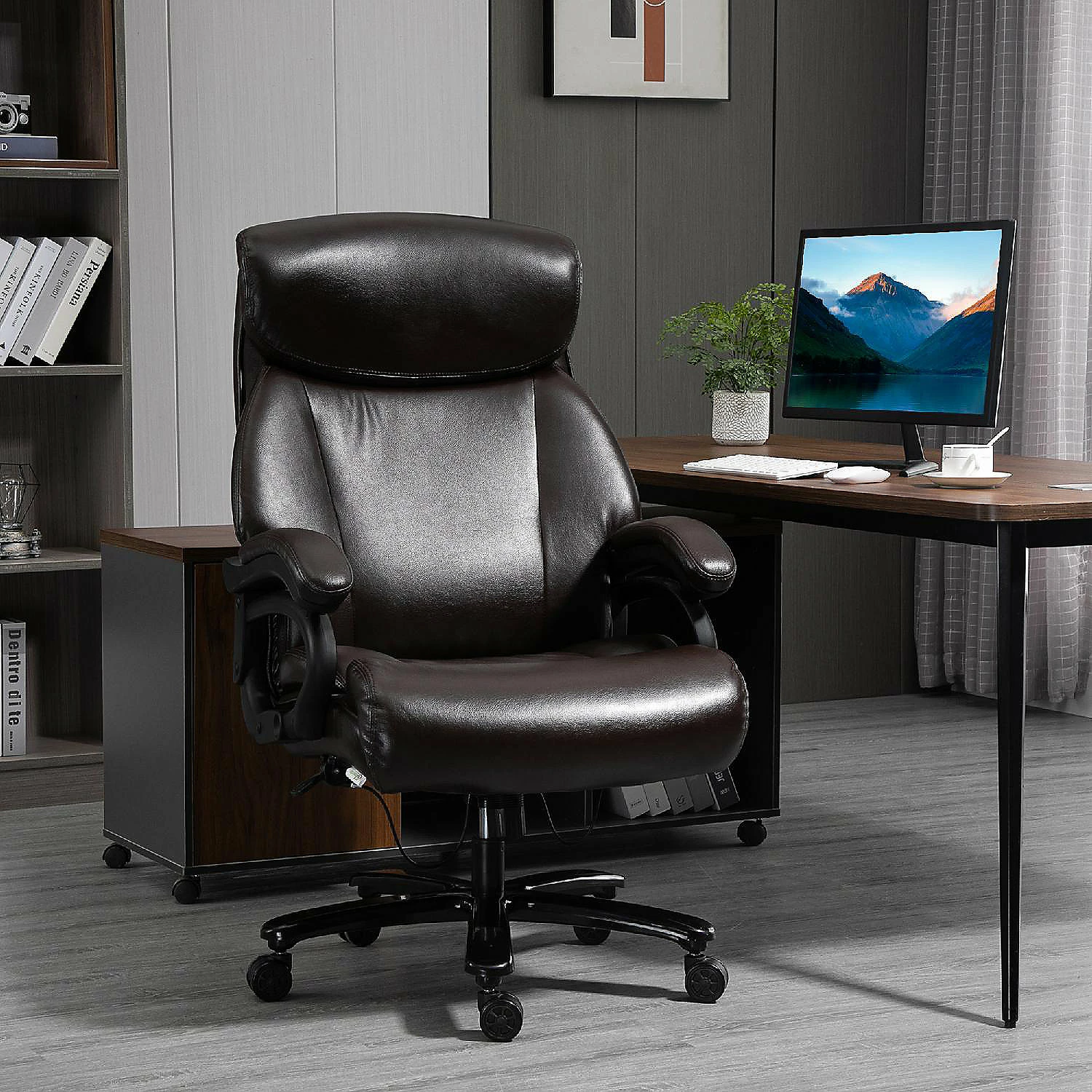 Coupon ❤️ Vinsetto Big and Tall Executive Office Chair 396lbs with Wide Seat Home High Back PU Leather Chair with Adjustable Height Swivel Wheels Brown 🎉 6 Coupon ❤️ Vinsetto Big and Tall Executive Office Chair 396lbs with Wide Seat Home High Back PU Leather Chair with Adjustable Height Swivel Wheels Brown 🎉 - Image 4