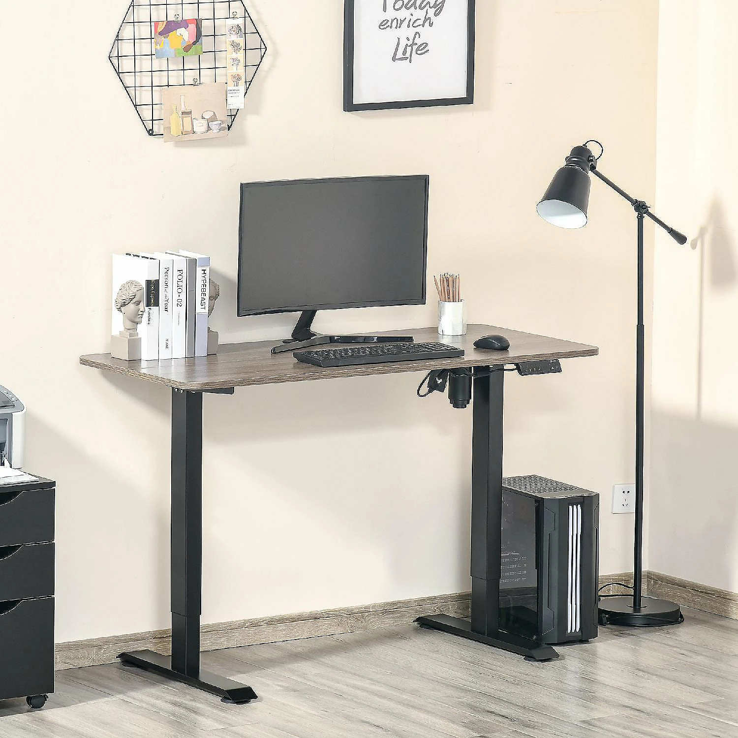 Budget โ๏ธ Vinsetto Electric Height Adjustable Standing Desk with 54" Desktop 4 Memory Button Control and Anti Collision System Teak/Black ๐ 4 Budget โ๏ธ Vinsetto Electric Height Adjustable Standing Desk with 54" Desktop 4 Memory Button Control and Anti Collision System Teak/Black ๐ - Image 2