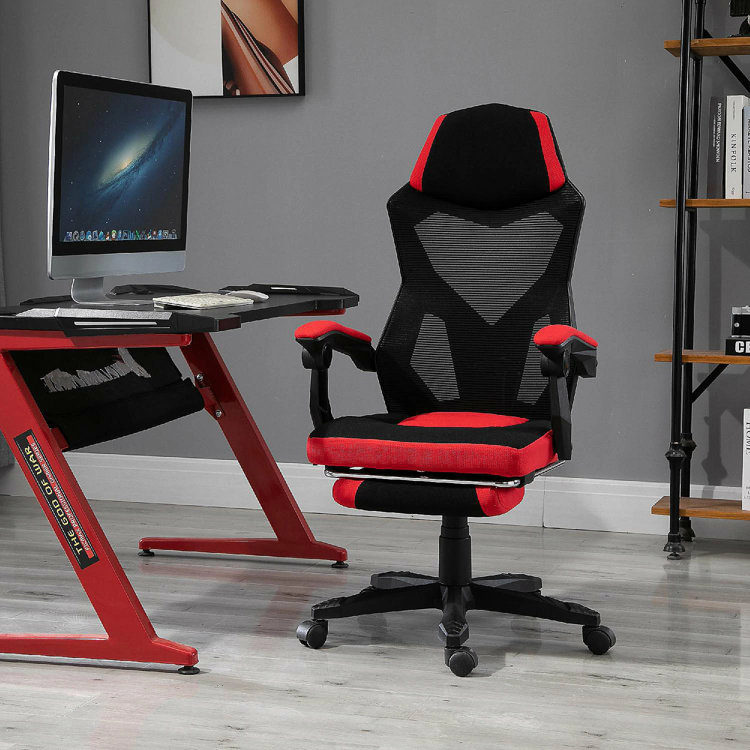 Budget ⭐ Vinsetto Ergonomic Home Office Chair High Back Armchair Computer Desk Recliner with Footrest Mesh Back Lumbar Support and Wheels Red ✔️ 6 Budget ⭐ Vinsetto Ergonomic Home Office Chair High Back Armchair Computer Desk Recliner with Footrest Mesh Back Lumbar Support and Wheels Red ✔️ - Image 4