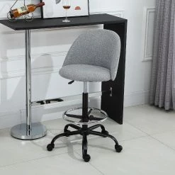 Cheap 😍 Vinsetto Ergonomic Rolling Drafting Chair for Standing Desk Linen Office Stool with Adjustable Foot Ring and Steel Base 🥰 -BTSE Shop vinsetto ergonomic rolling drafting chair for standing desk linen office stool with adjustable foot ring and steel base14225252 a02NOWA
