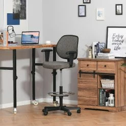 Flash Sale ✔️ Vinsetto Ergonomic Tall Drafting Desk Chair with Adjustable Foot Ring Armrest and 360 degree Swivel Wheels Grey 🎉 -BTSE Shop vinsetto ergonomic tall drafting desk chair with adjustable foot ring armrest and 360 degree swivel wheels grey14225262 a03NOWA