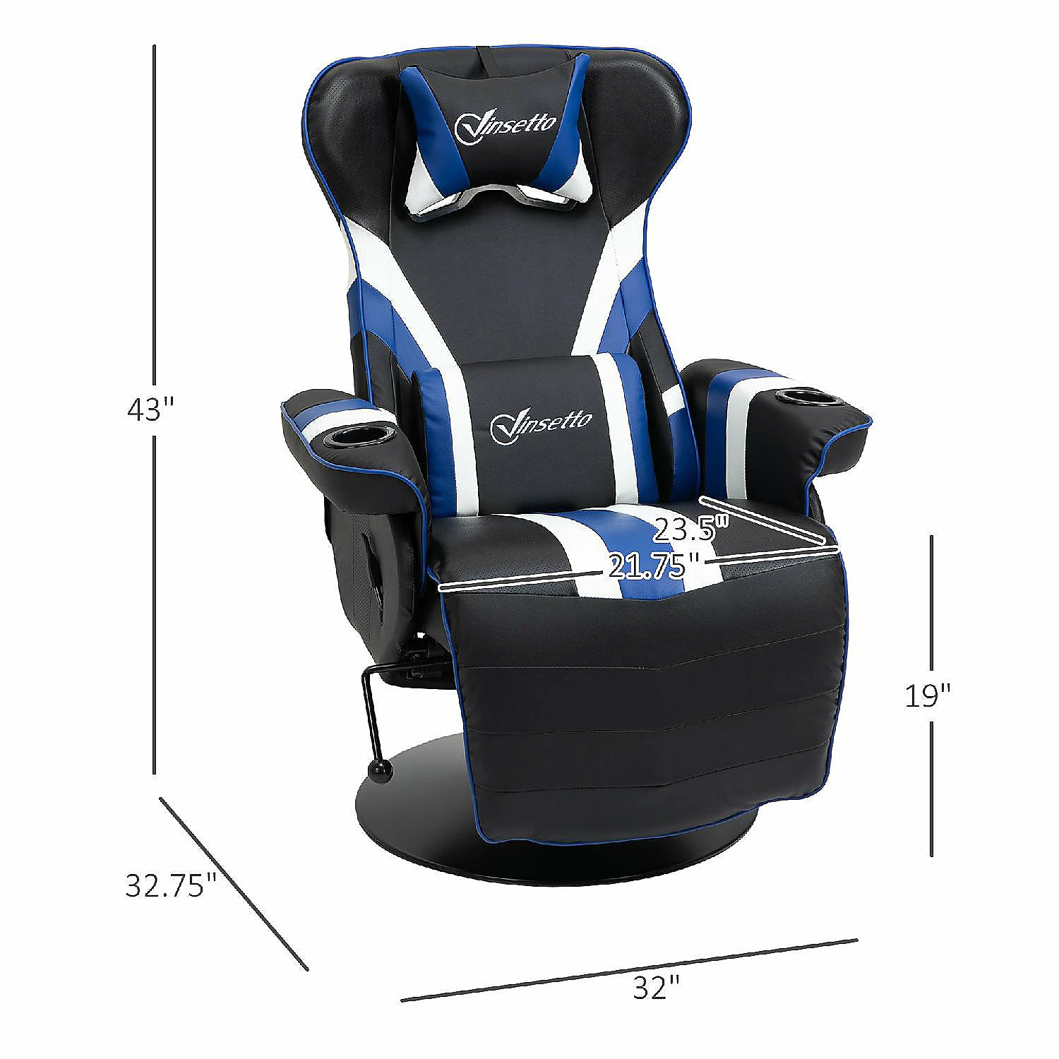 Best Pirce ๐ Vinsetto Gaming Chair Racing Style Computer Reclining Chair with Lumbar Support Footrest and Cup Holder Black/White/Blue ๐ 4 Best Pirce ๐ Vinsetto Gaming Chair Racing Style Computer Reclining Chair with Lumbar Support Footrest and Cup Holder Black/White/Blue ๐ - Image 2