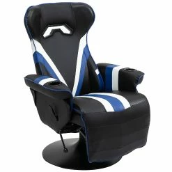 Best Pirce 🛒 Vinsetto Gaming Chair Racing Style Computer Reclining Chair with Lumbar Support Footrest and Cup Holder Black/White/Blue 😉