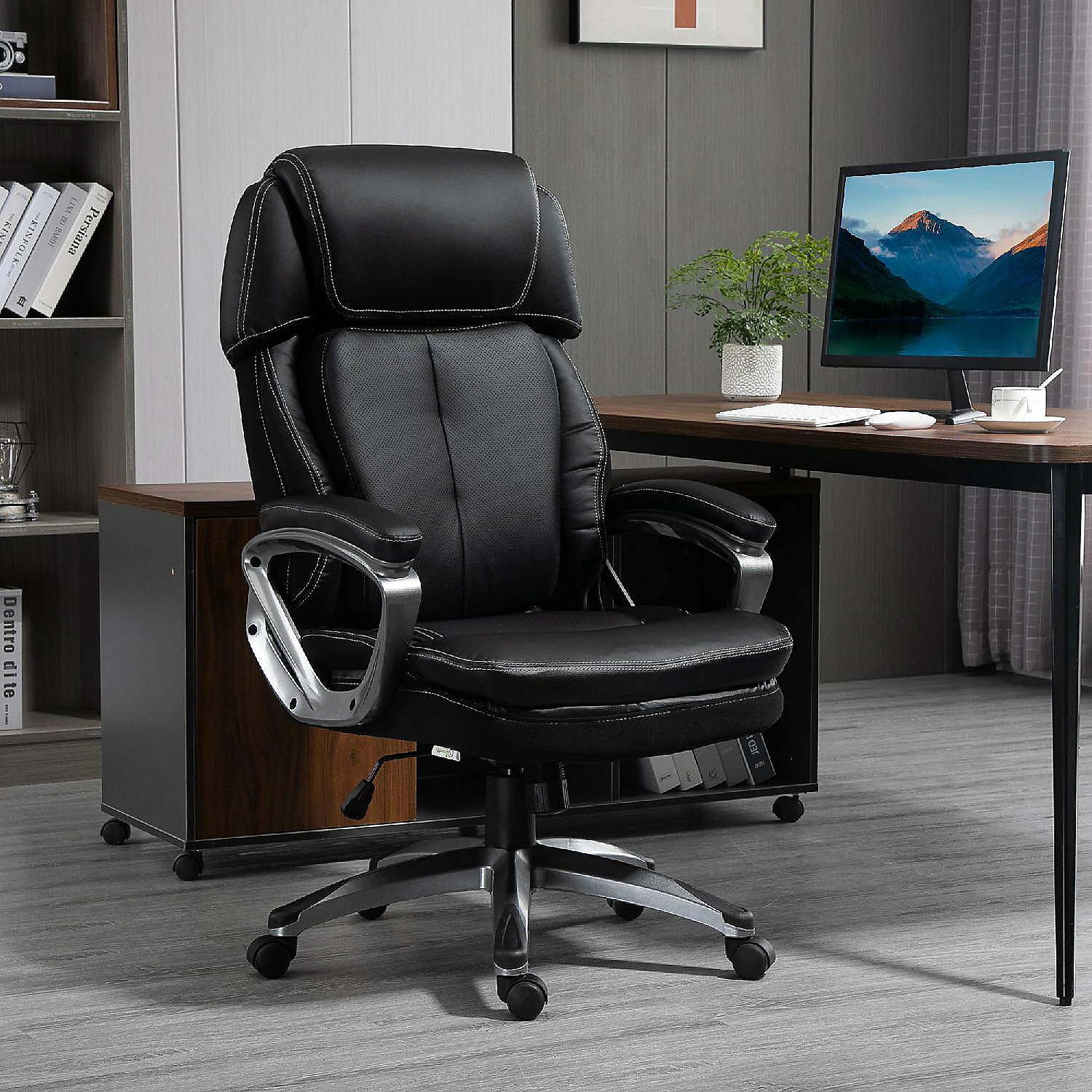 Deals โ Vinsetto High Back Ergonomic Home Office Chair Computer Chair PU Leather Swivel Chair with Padded Armrests Adjustable Height Black ๐ 6 Deals โ Vinsetto High Back Ergonomic Home Office Chair Computer Chair PU Leather Swivel Chair with Padded Armrests Adjustable Height Black ๐ - Image 4