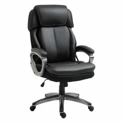 Deals โ Vinsetto High Back Ergonomic Home Office Chair Computer Chair PU Leather Swivel Chair with Padded Armrests Adjustable Height Black ๐