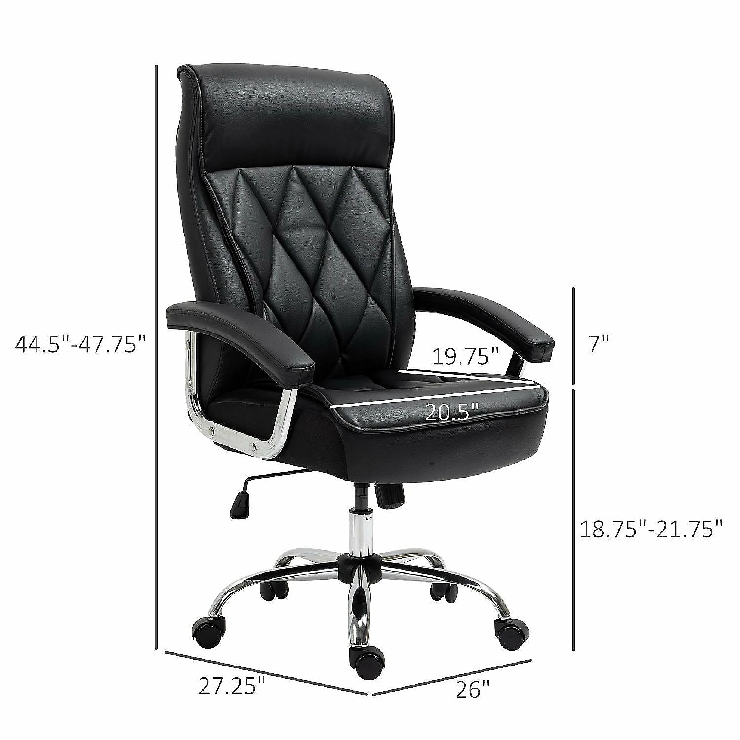 Brand new 👏 Vinsetto High Back Executive Office Chair Computer Desk Chair Adjustable Ergonomic Home Office Chair Diamond Stitched PU Leather Swivel with Padded Armrests Black ⭐ 6 Brand new 👏 Vinsetto High Back Executive Office Chair Computer Desk Chair Adjustable Ergonomic Home Office Chair Diamond Stitched PU Leather Swivel with Padded Armrests Black ⭐ - Image 4