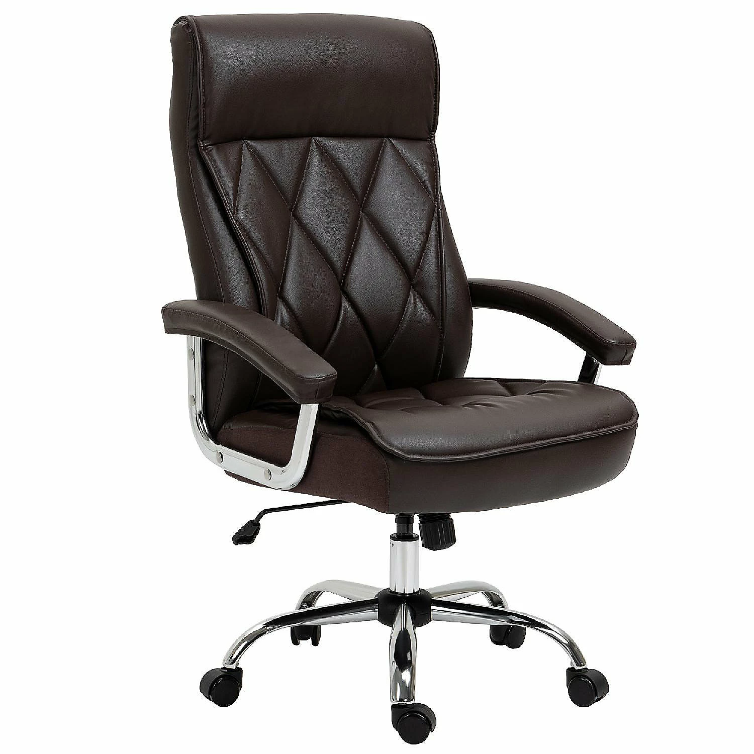 Cheap ✔️ Vinsetto High Back Executive Office Chair Computer Desk Chair Adjustable Ergonomic Home Office Chair Diamond Stitched PU Leather Swivel with Padded Armrests Brown 👏 3 Cheap ✔️ Vinsetto High Back Executive Office Chair Computer Desk Chair Adjustable Ergonomic Home Office Chair Diamond Stitched PU Leather Swivel with Padded Armrests Brown 👏