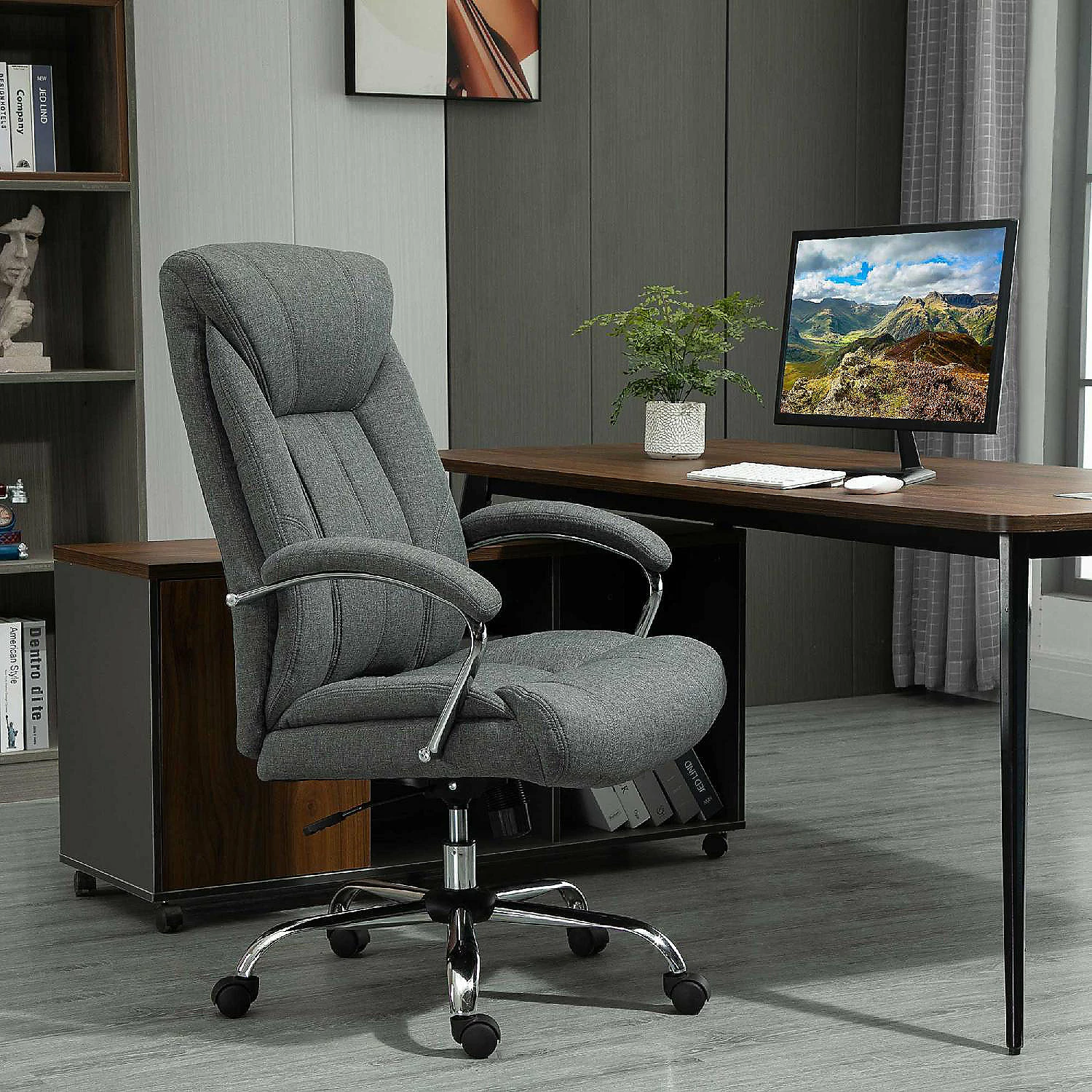Outlet ๐ Vinsetto High Back Home Office Chair Computer Desk Chair with Lumbar Back Support and Adjustable Height Grey ๐ 4 Outlet ๐ Vinsetto High Back Home Office Chair Computer Desk Chair with Lumbar Back Support and Adjustable Height Grey ๐ - Image 2