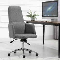 Wholesale 🛒 Vinsetto High Back Office Chair Breathable Fabric Computer Home Rocking Seat with Swivel Wheels and Padded Arms Grey 😀 -BTSE Shop vinsetto high back office chair breathable fabric computer home rocking seat with swivel wheels and padded arms grey14225370 a03NOWA
