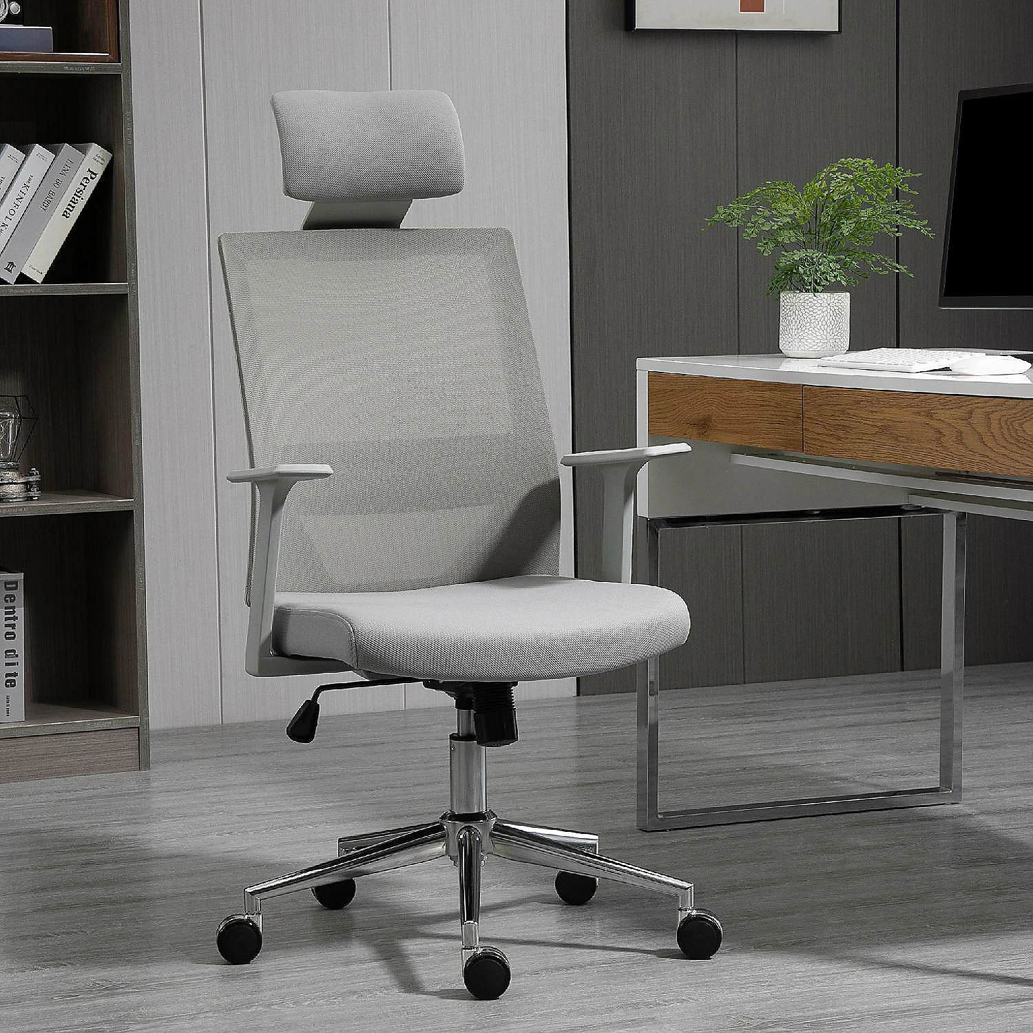 New ๐ Vinsetto High Back Office Chair Swivel Task Chair with Lumbar Back Support Breathable Mesh and Adjustable Height Headrest Grey ๐คฉ 5 New ๐ Vinsetto High Back Office Chair Swivel Task Chair with Lumbar Back Support Breathable Mesh and Adjustable Height Headrest Grey ๐คฉ - Image 3