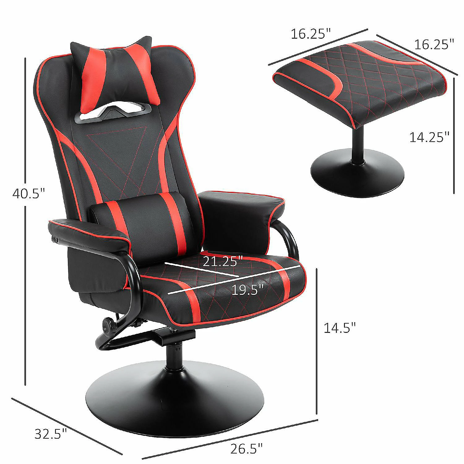 Top 10 ๐ฏ Vinsetto High Back Video Gaming Recliner with Ottoman Racing Style PC Computer Office Chair Swivel with Headrest and Lumbar Support Adjustable Height Black/Red ๐ 4 Top 10 ๐ฏ Vinsetto High Back Video Gaming Recliner with Ottoman Racing Style PC Computer Office Chair Swivel with Headrest and Lumbar Support Adjustable Height Black/Red ๐ - Image 2