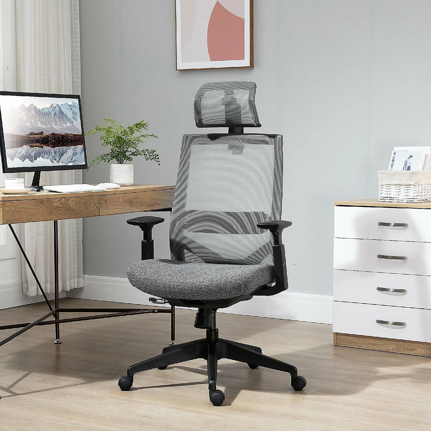 Best reviews of ⭐ Vinsetto Mesh Fabric Home Office Task Chair with High Back Adjustable Seat Recline Headrest and Lumbar Support Grey ❤️ 4 Best reviews of ⭐ Vinsetto Mesh Fabric Home Office Task Chair with High Back Adjustable Seat Recline Headrest and Lumbar Support Grey ❤️ - Image 2