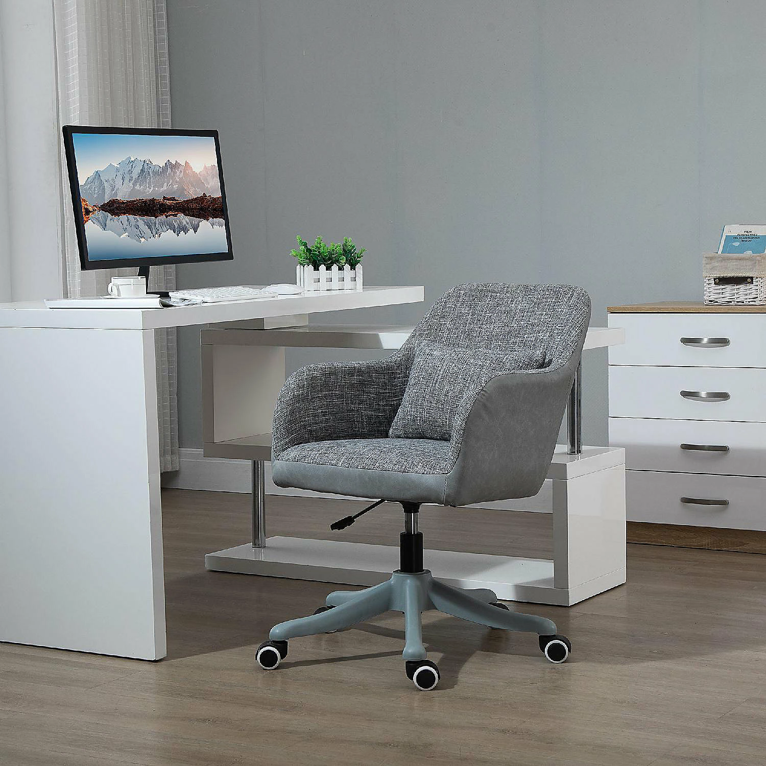 Outlet โ Vinsetto Mid Back Ergonomic Massage Office Chair Swivel Task Chair with 2 Point Lumbar Massage USB Power and Adjustable Height Grey ๐ 5 Outlet โ Vinsetto Mid Back Ergonomic Massage Office Chair Swivel Task Chair with 2 Point Lumbar Massage USB Power and Adjustable Height Grey ๐ - Image 3