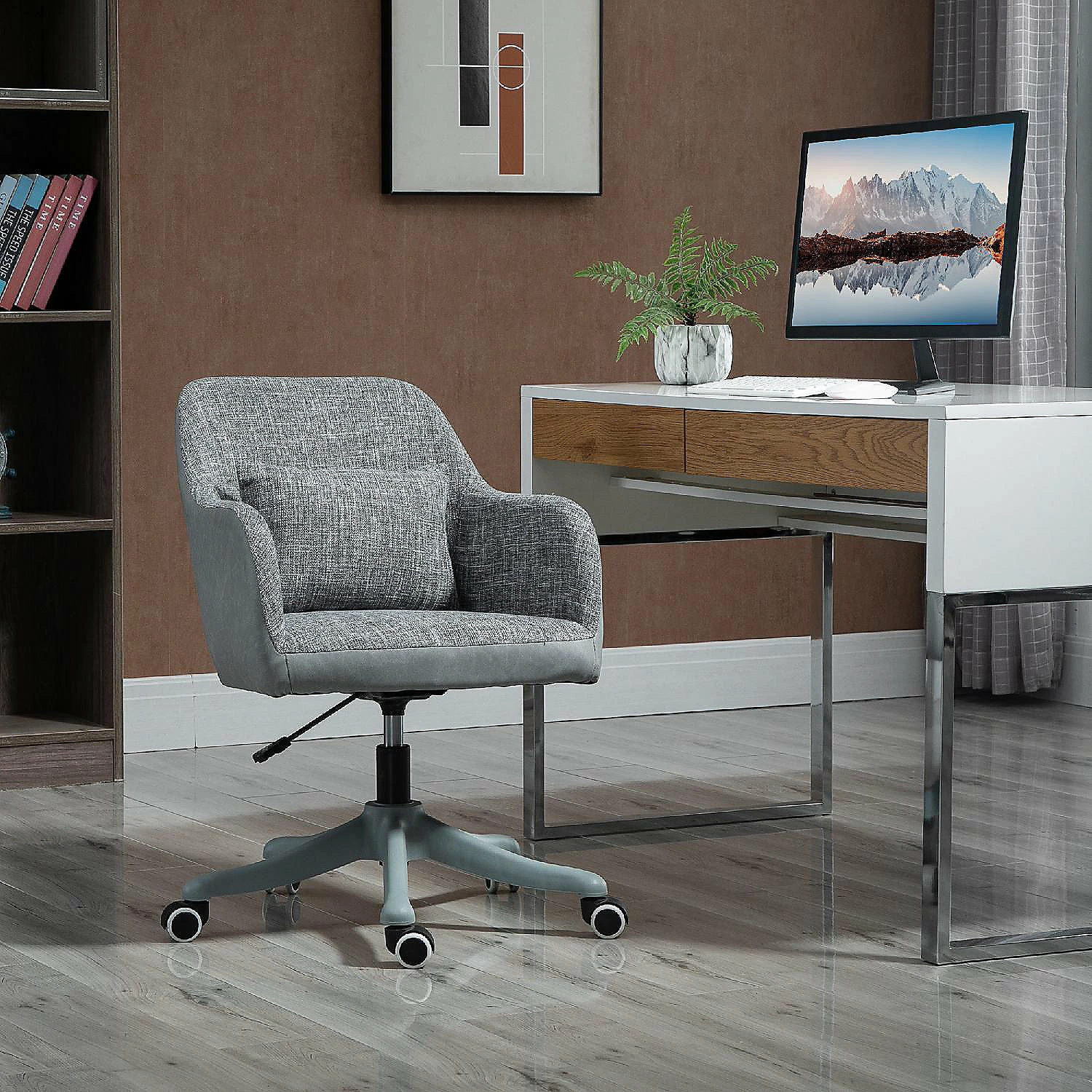Outlet โ Vinsetto Mid Back Ergonomic Massage Office Chair Swivel Task Chair with 2 Point Lumbar Massage USB Power and Adjustable Height Grey ๐ 6 Outlet โ Vinsetto Mid Back Ergonomic Massage Office Chair Swivel Task Chair with 2 Point Lumbar Massage USB Power and Adjustable Height Grey ๐ - Image 4