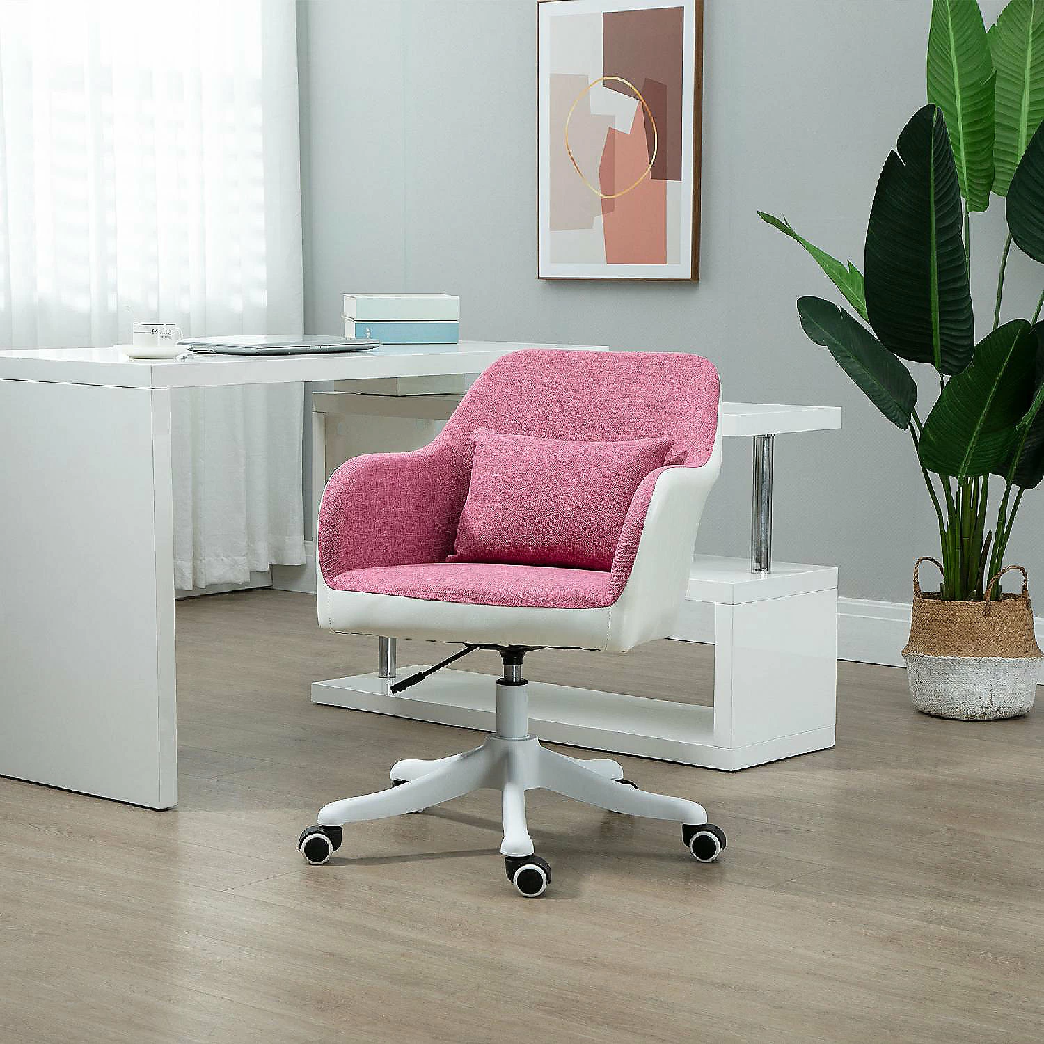 Discount 😍 Vinsetto Mid Back Ergonomic Massage Office Chair Swivel Task Chair with 2 Point Lumbar Massage USB Power and Adjustable Height Pink 👍 4 Discount 😍 Vinsetto Mid Back Ergonomic Massage Office Chair Swivel Task Chair with 2 Point Lumbar Massage USB Power and Adjustable Height Pink 👍 - Image 2