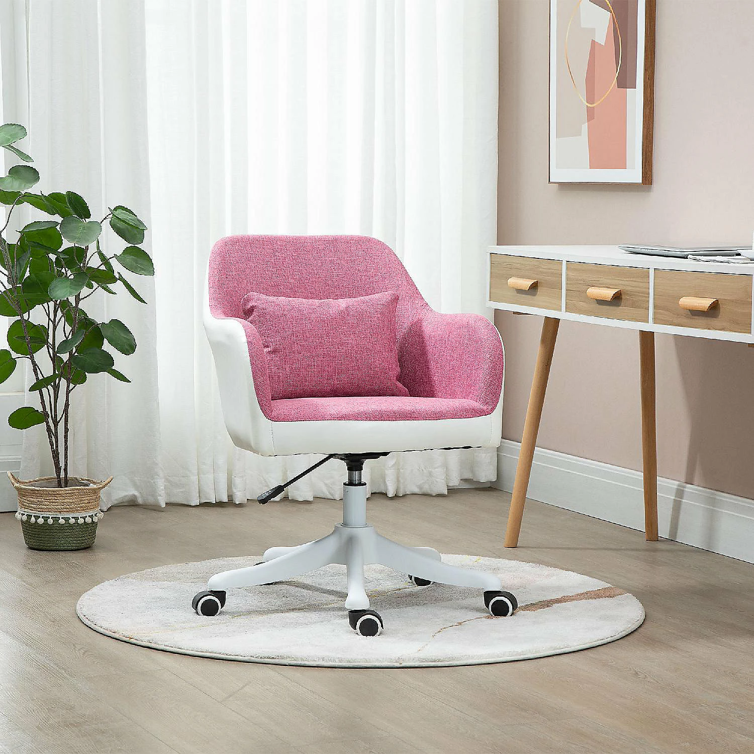 Discount 😍 Vinsetto Mid Back Ergonomic Massage Office Chair Swivel Task Chair with 2 Point Lumbar Massage USB Power and Adjustable Height Pink 👍 5 Discount 😍 Vinsetto Mid Back Ergonomic Massage Office Chair Swivel Task Chair with 2 Point Lumbar Massage USB Power and Adjustable Height Pink 👍 - Image 3