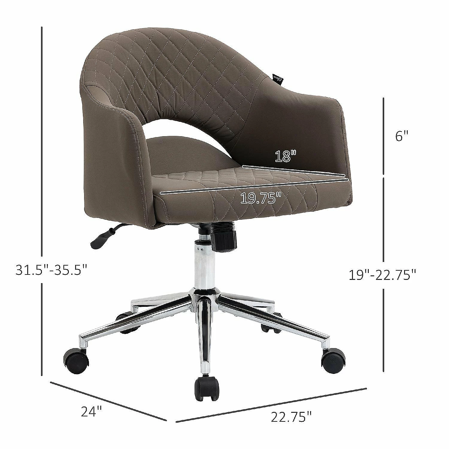Cheap ๐ฏ Vinsetto Mid Back Home Office Chair Computer Desk Chair with Adjustable Height and Padded Seat Brown ๐คฉ 6 Cheap ๐ฏ Vinsetto Mid Back Home Office Chair Computer Desk Chair with Adjustable Height and Padded Seat Brown ๐คฉ - Image 4