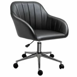 Flash Sale ๐ฅฐ Vinsetto Mid Back Home Office Chair Computer Desk Chair with PU Leather Adjustable Height Swivel Wheels for Study Bedroom Black โจ