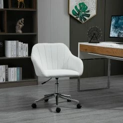 Best deal ❤️ Vinsetto Mid Back Home Office Chair Computer Desk Chair with PU Leather Adjustable Height Swivel Wheels for Study Bedroom White 👏 -BTSE Shop vinsetto mid back home office chair computer desk chair with pu leather adjustable height swivel wheels for study bedroom white14225269 a02NOWA