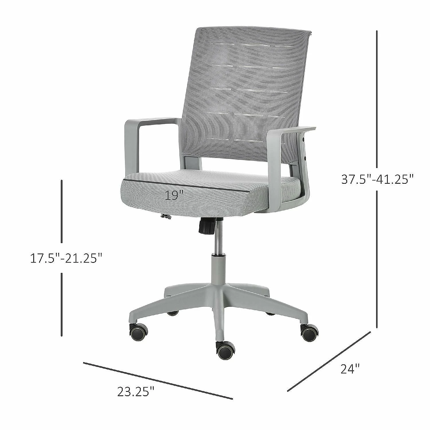 Cheap ๐ Vinsetto Mid Back Home Office Chair Task Computer Desk Chair with Lumbar Support and Adjustable Height Grey ๐ 6 Cheap ๐ Vinsetto Mid Back Home Office Chair Task Computer Desk Chair with Lumbar Support and Adjustable Height Grey ๐ - Image 4