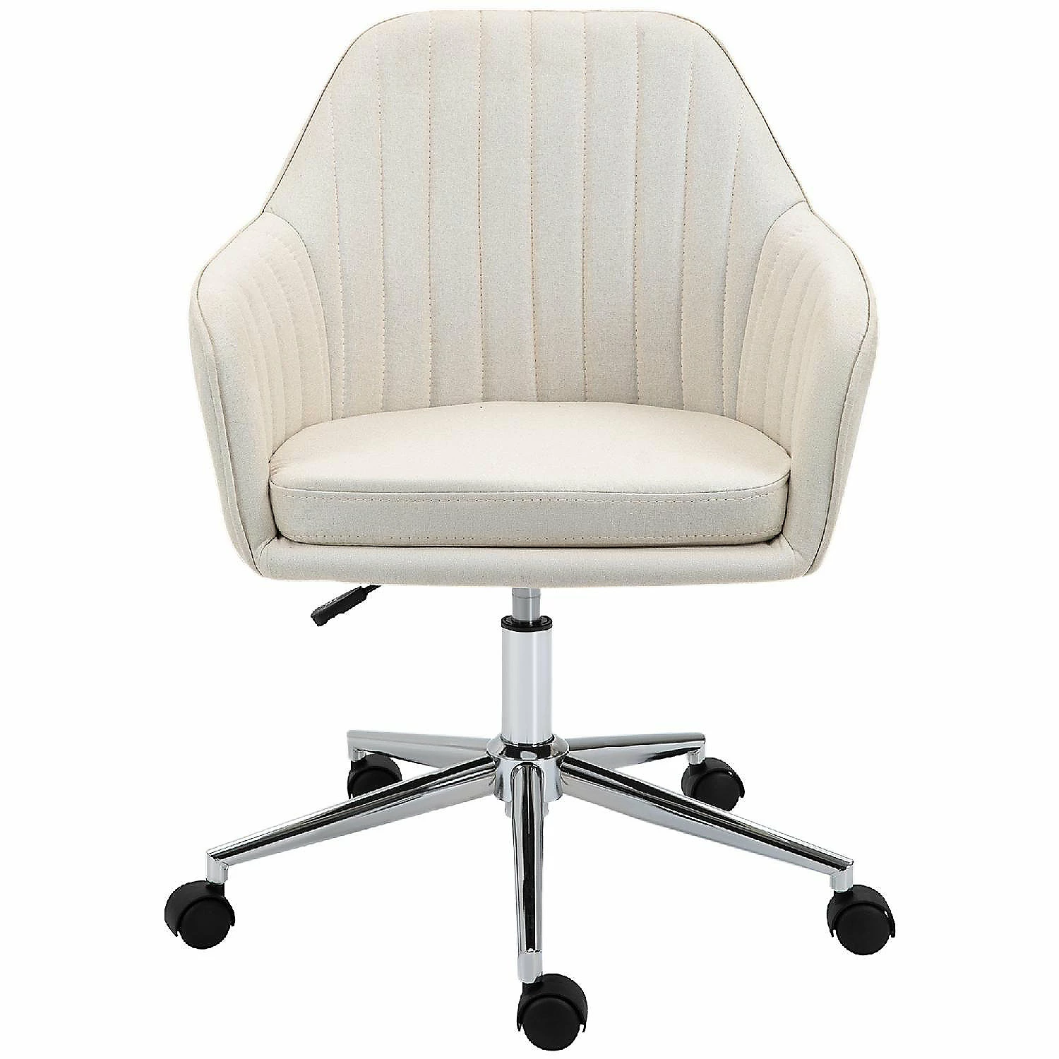 Buy ๐ฅ Vinsetto Mid Back Home Office Desk Chair Swivel Armchair with Tub Shape Design and Lined Pattern Back for Living Room Home Office Beige โ๏ธ 4 Buy ๐ฅ Vinsetto Mid Back Home Office Desk Chair Swivel Armchair with Tub Shape Design and Lined Pattern Back for Living Room Home Office Beige โ๏ธ - Image 2