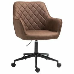 Best reviews of โญ Vinsetto Mid Back Modern Home Office Chair Swivel Computer Desk Chair with Adjustable Height Microfiber Cloth Diamond Line Design and Padded Armrests Brown ๐