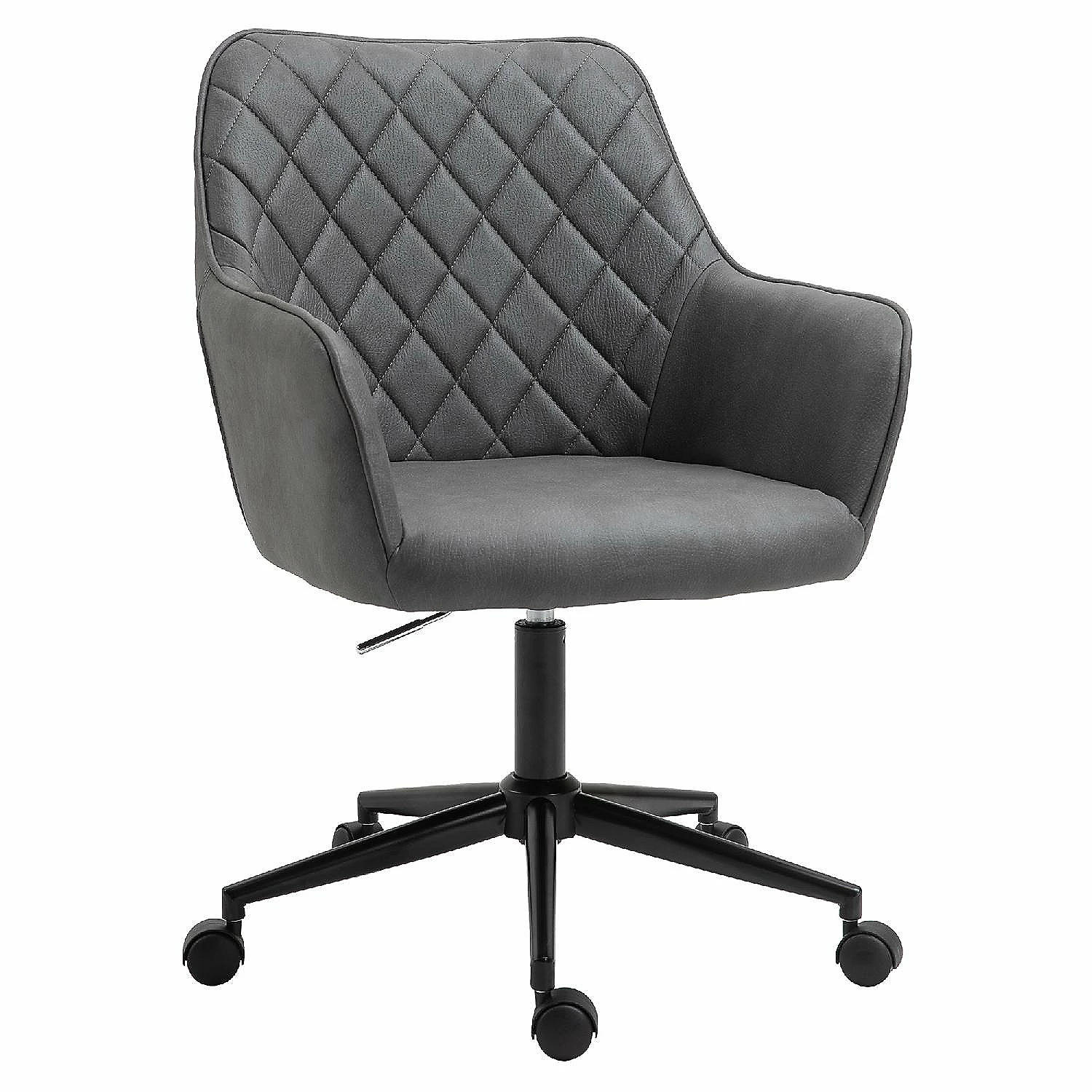 Discount โจ Vinsetto Mid Back Modern Home Office Chair Swivel Computer Desk Chair with Adjustable Height Microfiber Cloth Diamond Line Design and Padded Armrests Dark Grey ๐ 3 Discount โจ Vinsetto Mid Back Modern Home Office Chair Swivel Computer Desk Chair with Adjustable Height Microfiber Cloth Diamond Line Design and Padded Armrests Dark Grey ๐