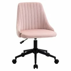 Discount ❤️ Vinsetto Mid Back Office Chair Velvet Fabric Swivel Scallop Shape Computer Desk Chair for Home Office or Bedroom Pink 😍