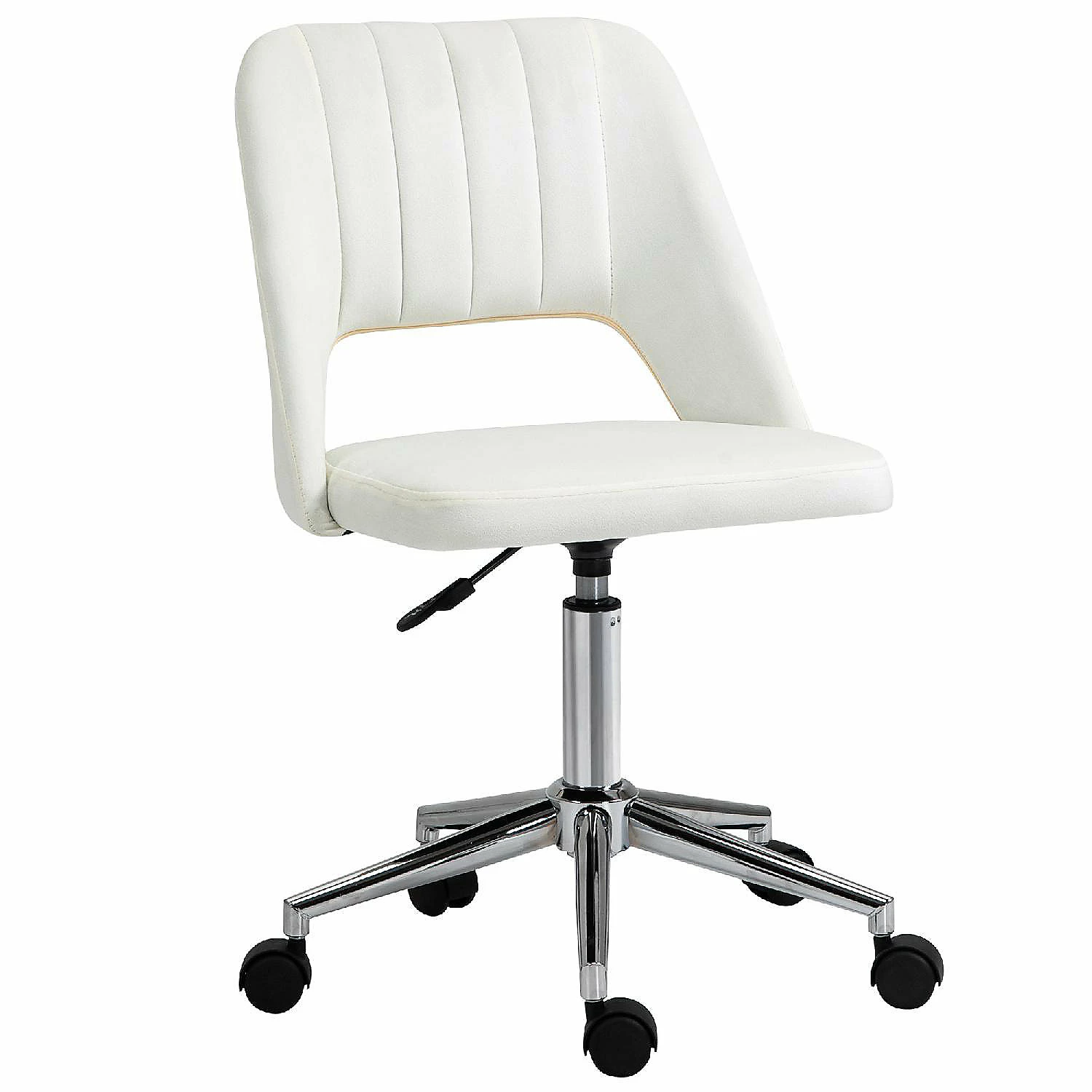 Brand new 🔥 Vinsetto Modern Mid Back Office Chair with Velvet Fabric Swivel Computer Armless Desk Chair with Hollow Back Design for Home Office Cream White ✔️ 3 Brand new 🔥 Vinsetto Modern Mid Back Office Chair with Velvet Fabric Swivel Computer Armless Desk Chair with Hollow Back Design for Home Office Cream White ✔️