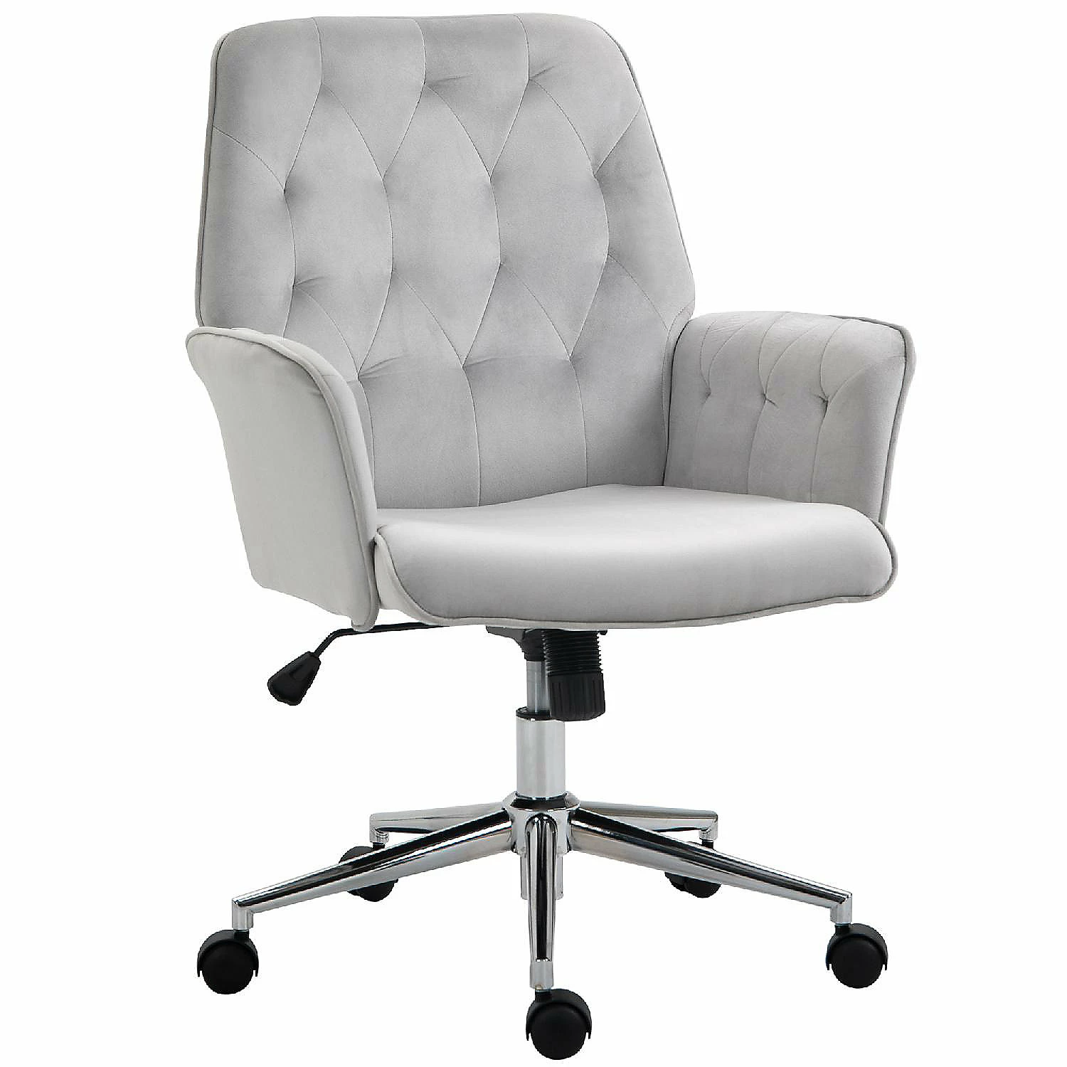 Wholesale β Vinsetto Modern Mid Back Tufted Velvet Fabric Home Office Desk Chair with Adjustable Height Swivel Adjustable Task Chair with Padded Armrests Light Grey π₯ 3 Wholesale β Vinsetto Modern Mid Back Tufted Velvet Fabric Home Office Desk Chair with Adjustable Height Swivel Adjustable Task Chair with Padded Armrests Light Grey π₯