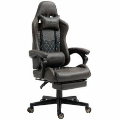 Discount ๐ Vinsetto Racing Gaming Chair Diamond PU Leather Office Gamer Chair High Back Swivel Recliner with Footrest Lumbar Support Adjustable Height Brown ๐