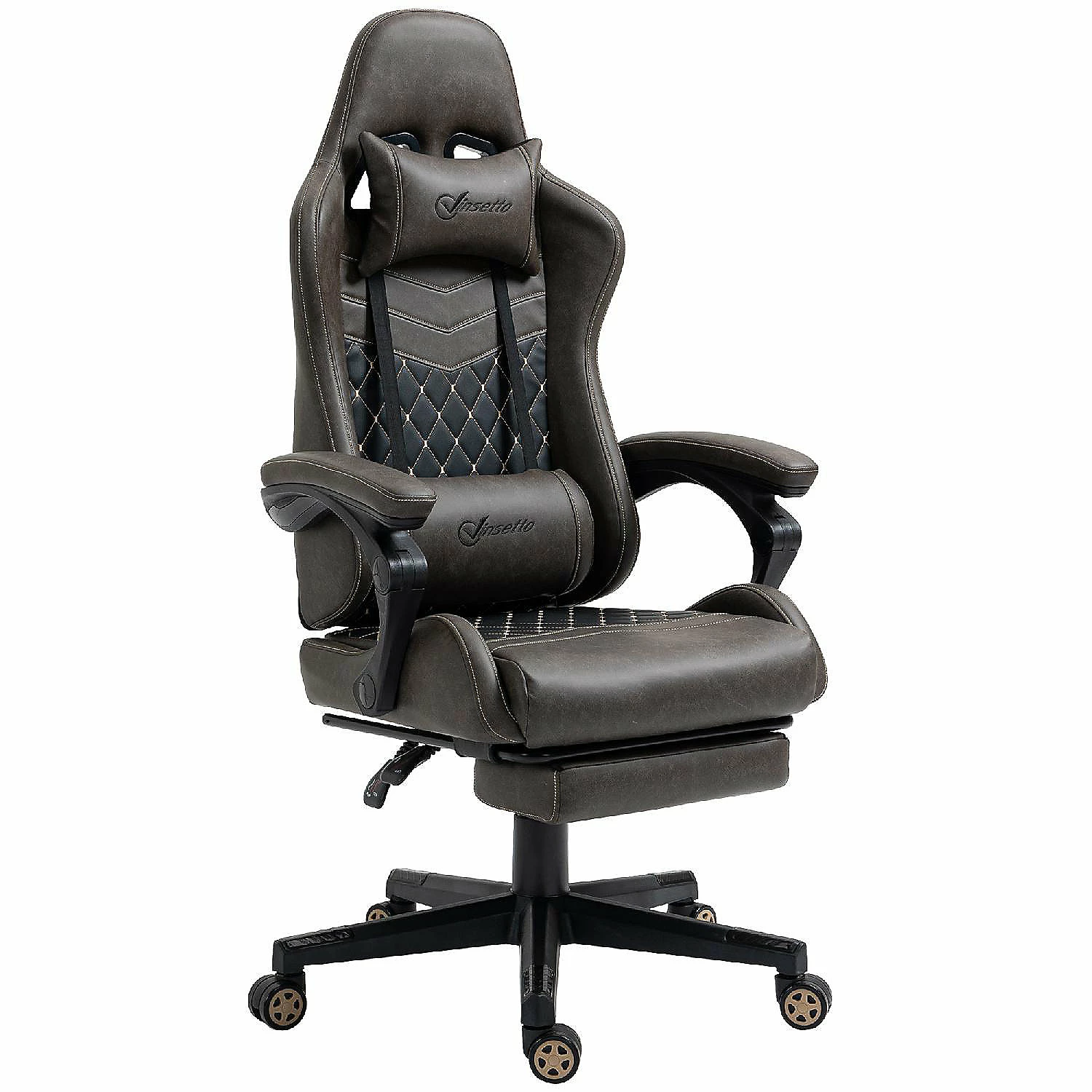 Discount ๐ Vinsetto Racing Gaming Chair Diamond PU Leather Office Gamer Chair High Back Swivel Recliner with Footrest Lumbar Support Adjustable Height Brown ๐ 3 Discount ๐ Vinsetto Racing Gaming Chair Diamond PU Leather Office Gamer Chair High Back Swivel Recliner with Footrest Lumbar Support Adjustable Height Brown ๐