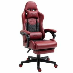 Top 10 ⌛ Vinsetto Racing Gaming Chair Diamond PU Leather Office Gamer Chair High Back Swivel Recliner with Footrest Lumbar Support Adjustable Height Red 🎉
