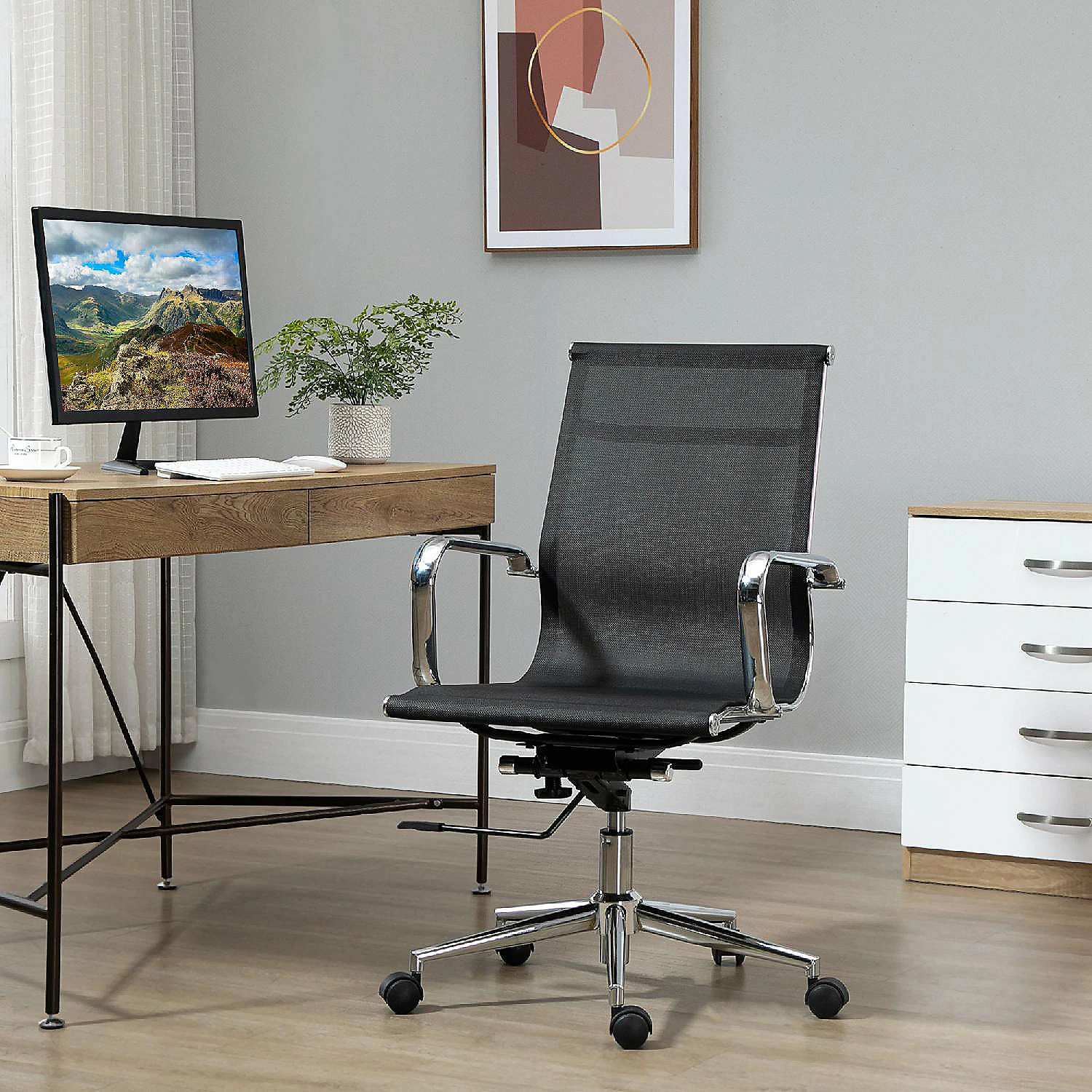 Brand new ๐งจ Vinsetto Swivel Office Desk Chair Mesh PC Computer Chair with Adjustable Height and Armrests Black โจ 5 Brand new ๐งจ Vinsetto Swivel Office Desk Chair Mesh PC Computer Chair with Adjustable Height and Armrests Black โจ - Image 3