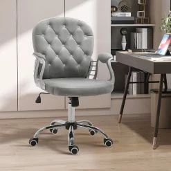Buy 🎉 Vinsetto Vanity Middle Back Office Chair Tufted Backrest Swivel Rolling Wheels Task Chair with Height Adjustable Comfortable with Armrests Grey 👏 -BTSE Shop vinsetto vanity middle back office chair tufted backrest swivel rolling wheels task chair with height adjustable comfortable with armrests grey14225310 a02NOWA