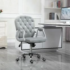 Buy 🎉 Vinsetto Vanity Middle Back Office Chair Tufted Backrest Swivel Rolling Wheels Task Chair with Height Adjustable Comfortable with Armrests Grey 👏 -BTSE Shop vinsetto vanity middle back office chair tufted backrest swivel rolling wheels task chair with height adjustable comfortable with armrests grey14225310 a03NOWA