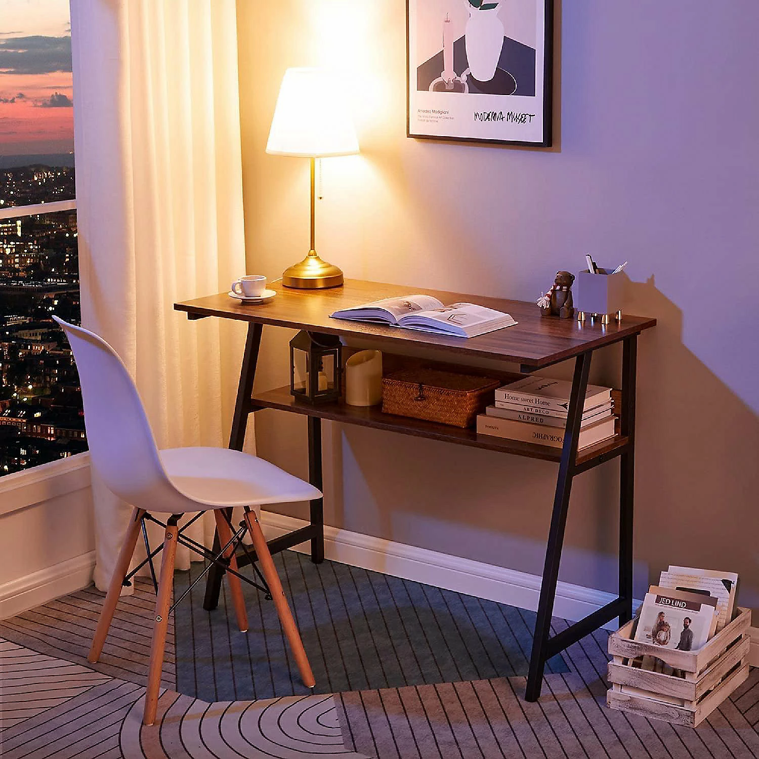 Cheapest ๐ WOHOMO Modern Metal ComputerOffice Desk with Shelf, Rustic Walnut, 40 ๐ 6 Cheapest ๐ WOHOMO Modern Metal ComputerOffice Desk with Shelf, Rustic Walnut, 40 ๐ - Image 4