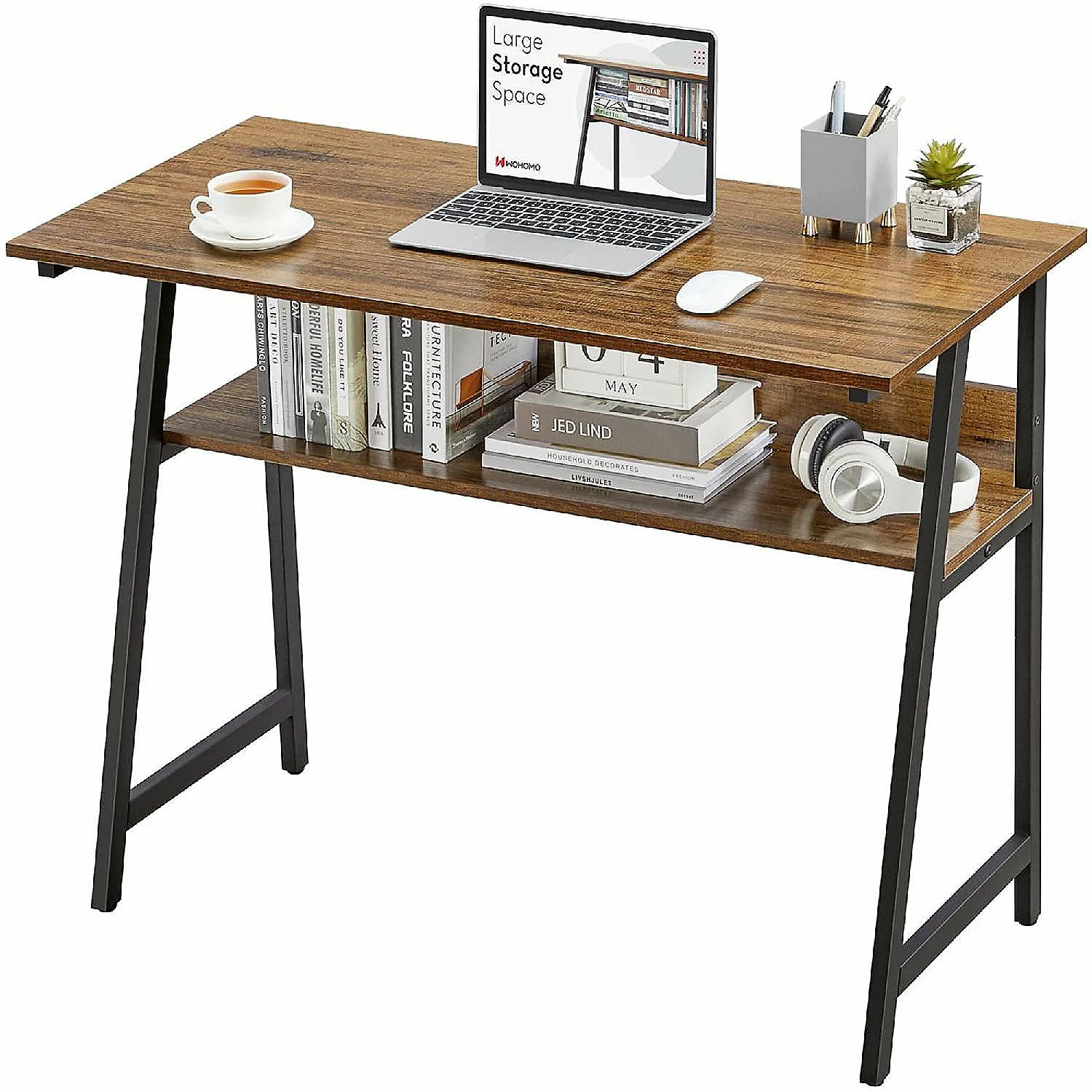 Cheapest ๐ WOHOMO Modern Metal ComputerOffice Desk with Shelf, Rustic Walnut, 40 ๐ 3 Cheapest ๐ WOHOMO Modern Metal ComputerOffice Desk with Shelf, Rustic Walnut, 40 ๐